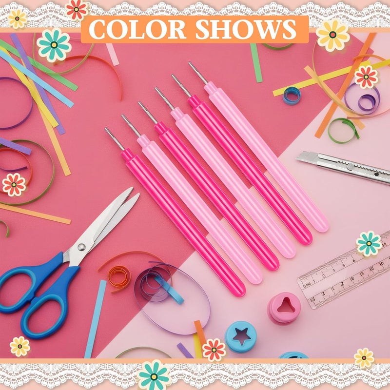 Ashmacdo 24 Pcs Paper Quilling Tools Slotted Curling Pens Paper Flower Rolling Tools for DIY Quilled Creations Card Making Art Crafts Handmade Scrapbooking Supplies (Light Pink,Pink) - Image 3